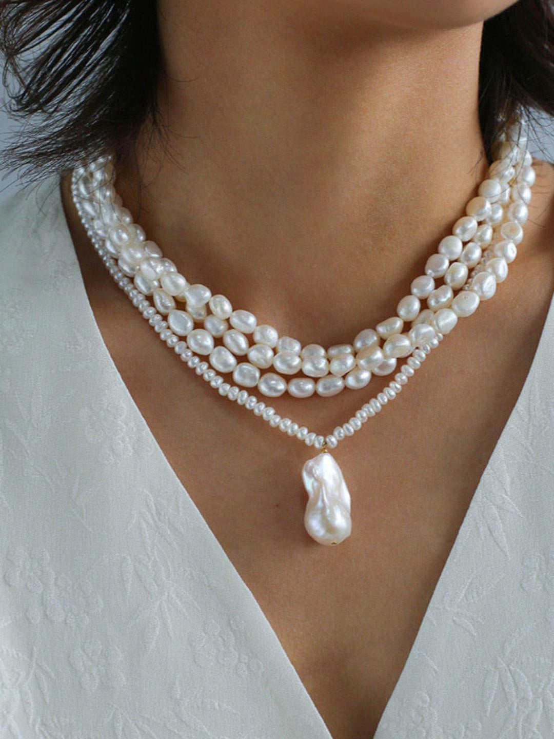 Vintage French Baroque Pearl Multilayer Necklace - Gembea Jewelry