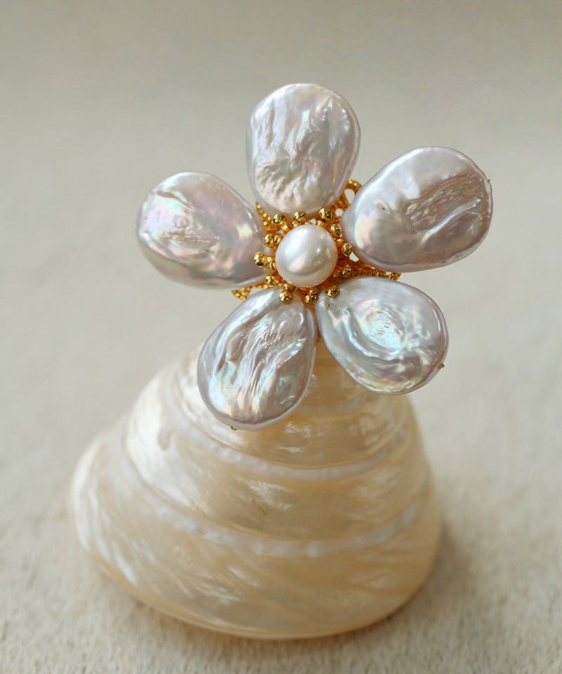 Vintage Baroque Pearl Flower Brooch gembea jewelry