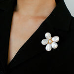 Vintage Baroque Pearl Flower Brooch gembea jewelry