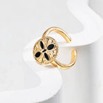 Vintage Court Style Black Dripping Glaze Enamel Ring - Gembea Jewelry