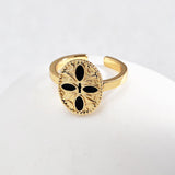 Vintage Court Style Black Dripping Glaze Enamel Ring - Gembea Jewelry