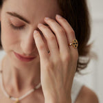 Vintage Court Style Black Dripping Glaze Enamel Ring - Gembea Jewelry