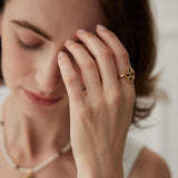 Vintage Court Style Black Dripping Glaze Enamel Ring - Gembea Jewelry