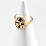 Vintage Court Style Black Dripping Glaze Enamel Ring - Gembea Jewelry