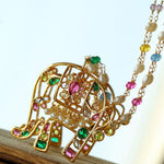 Vintage Coloured Glaze Pearl Elephant Necklace - Gembea Jewelry