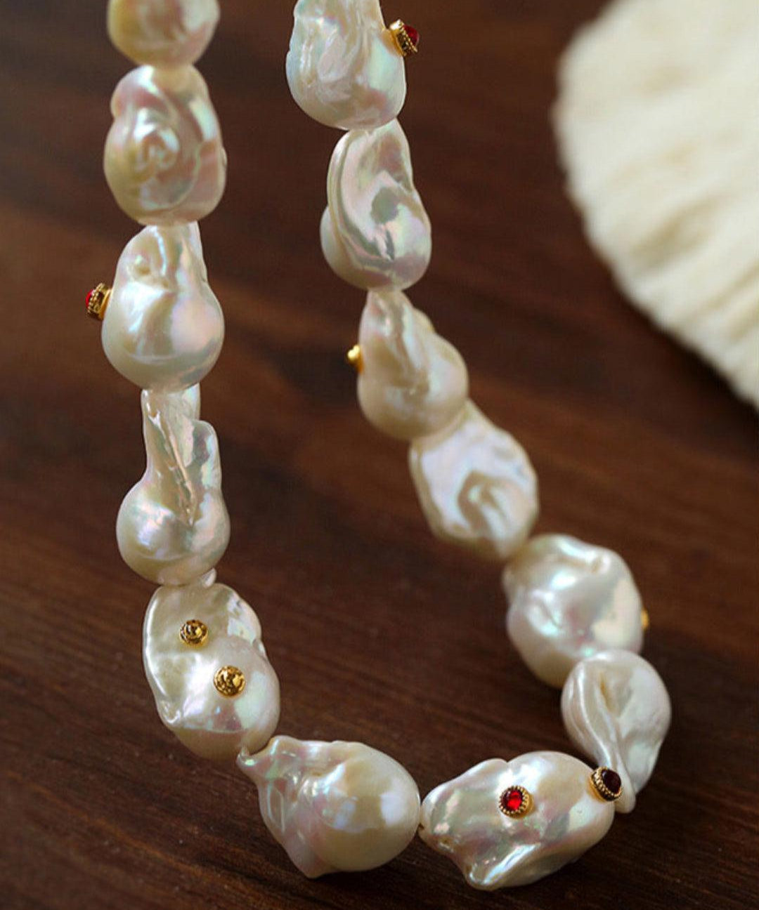 Vintage Crystal Set in Large Baroque Pearl Necklace - Gembea Jewelry