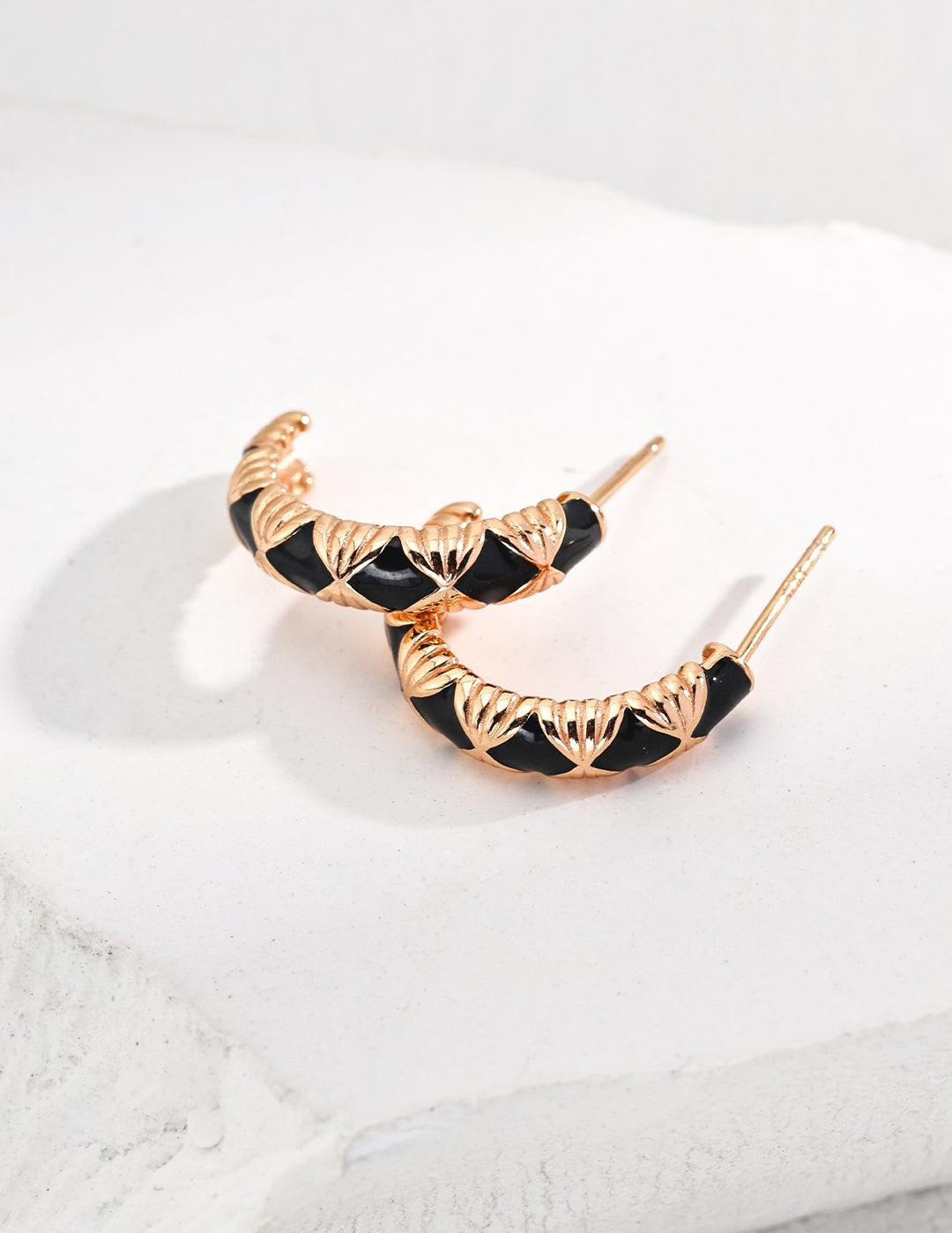 Vintage Drop Glaze Enamel Hoops Earrings - Gembea Jewelry