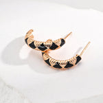 Vintage Drop Glaze Enamel Hoops Earrings - Gembea Jewelry