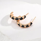 Vintage Drop Glaze Enamel Hoops Earrings - Gembea Jewelry