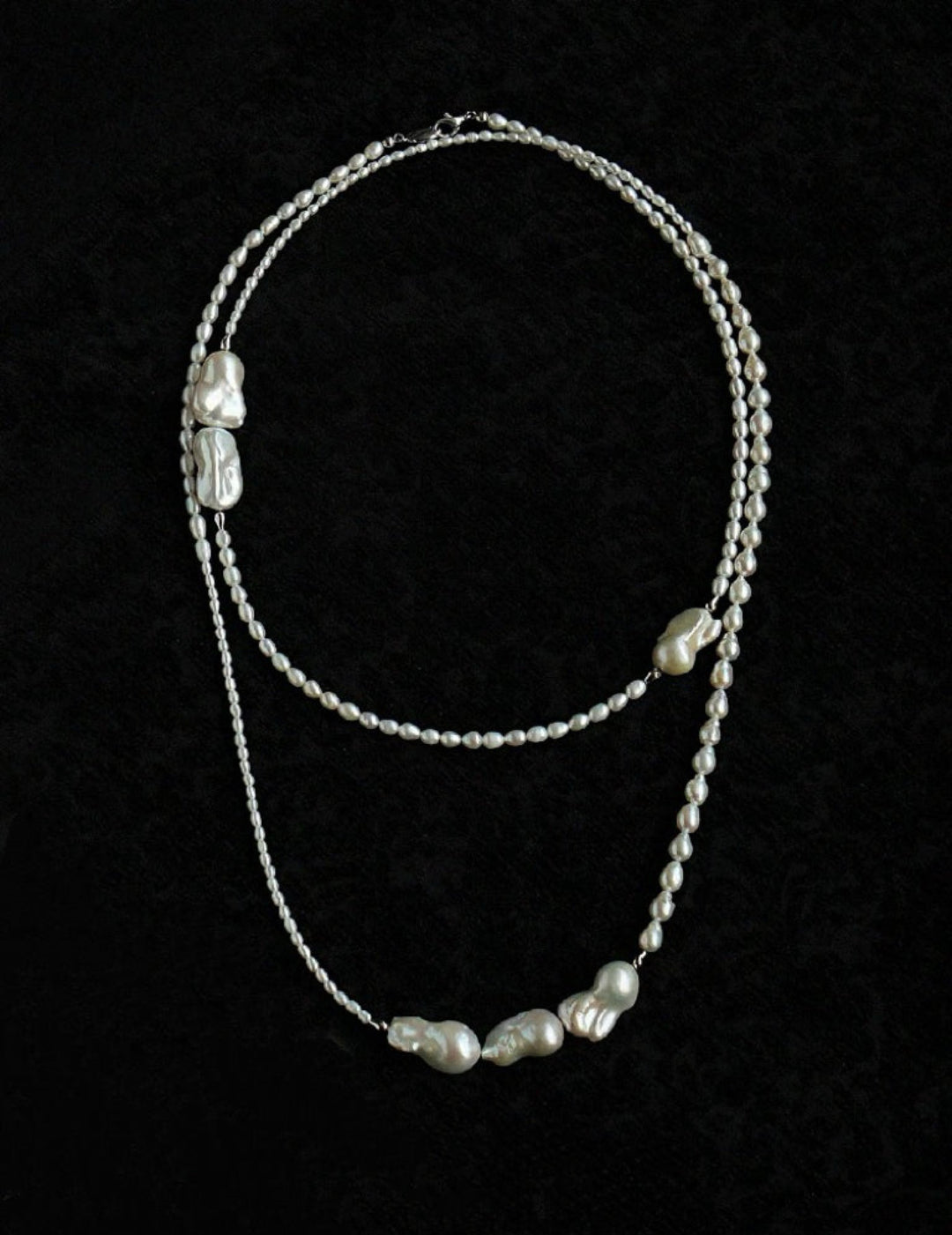 Vintage Elegant Natural Baroque Pearl Long Necklace gembea jewelry