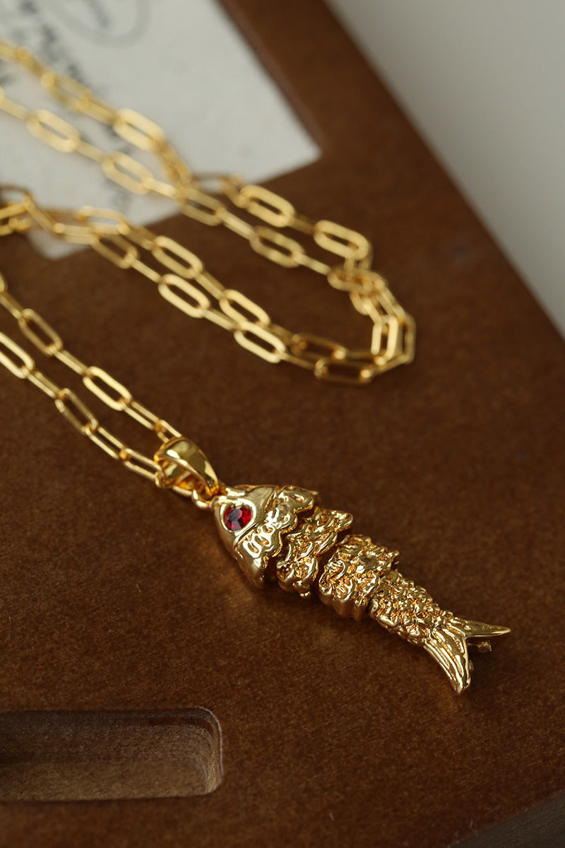 Vintage Fashion Koi Fish Pendant Chain Necklace gembea jewelry