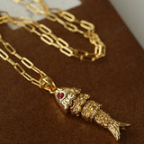 Vintage Fashion Koi Fish Pendant Chain Necklace gembea jewelry