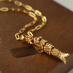 Vintage Fashion Koi Fish Pendant Chain Necklace gembea jewelry