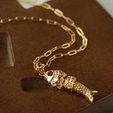 Vintage Fashion Koi Fish Pendant Chain Necklace gembea jewelry