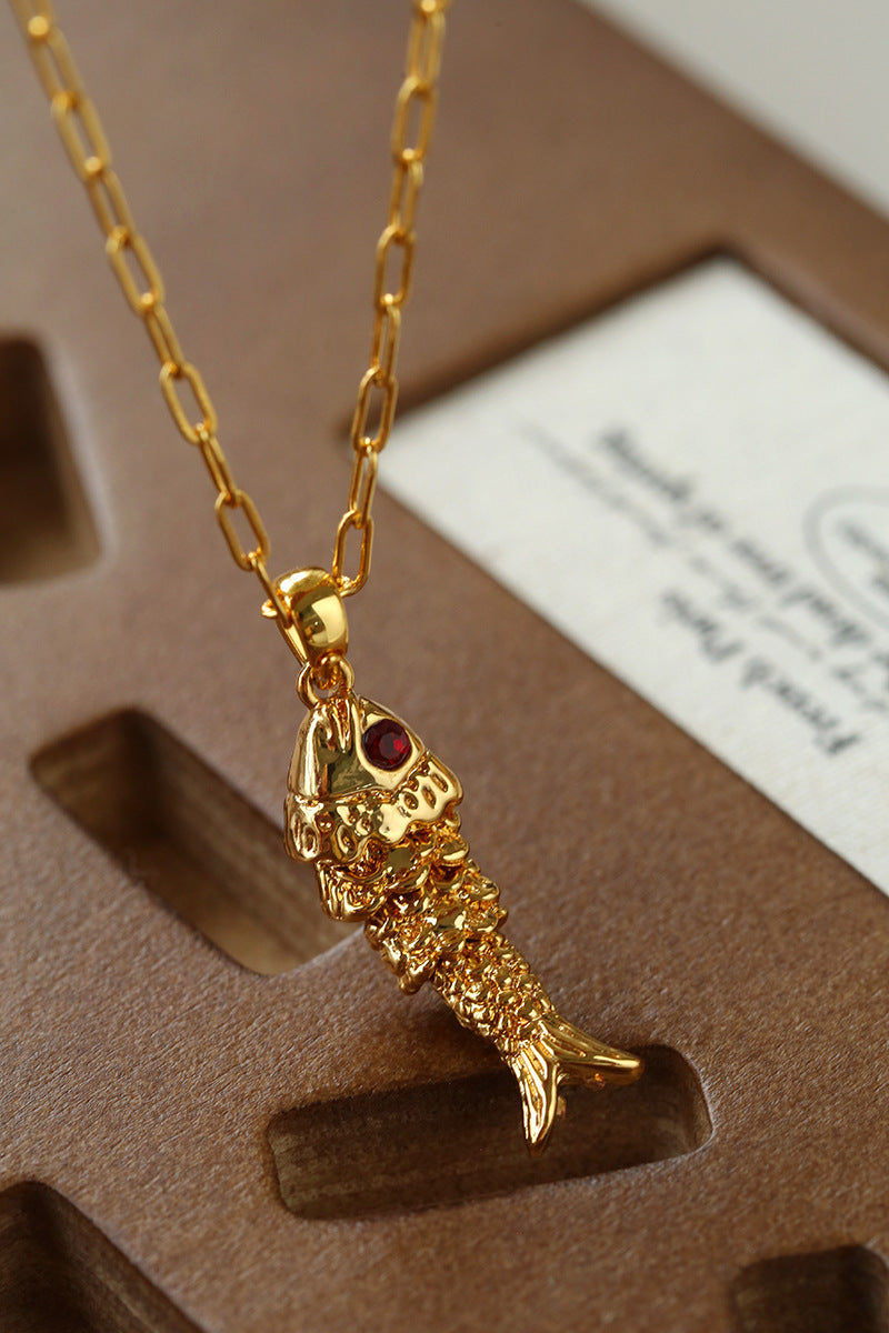 Vintage Fashion Koi Fish Pendant Chain Necklace gembea jewelry
