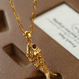 Vintage Fashion Koi Fish Pendant Chain Necklace gembea jewelry