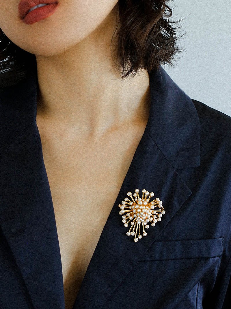 Vintage Fashion Pearl Fireworks Brooches gembea jewelry