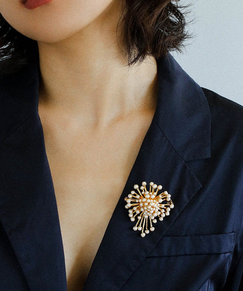 Vintage Fashion Pearl Fireworks Brooches gembea jewelry