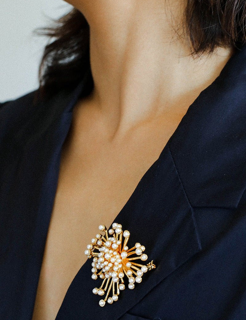 Vintage Fashion Pearl Fireworks Brooches gembea jewelry