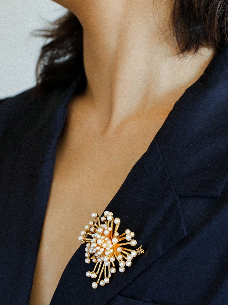 Vintage Fashion Pearl Fireworks Brooches gembea jewelry
