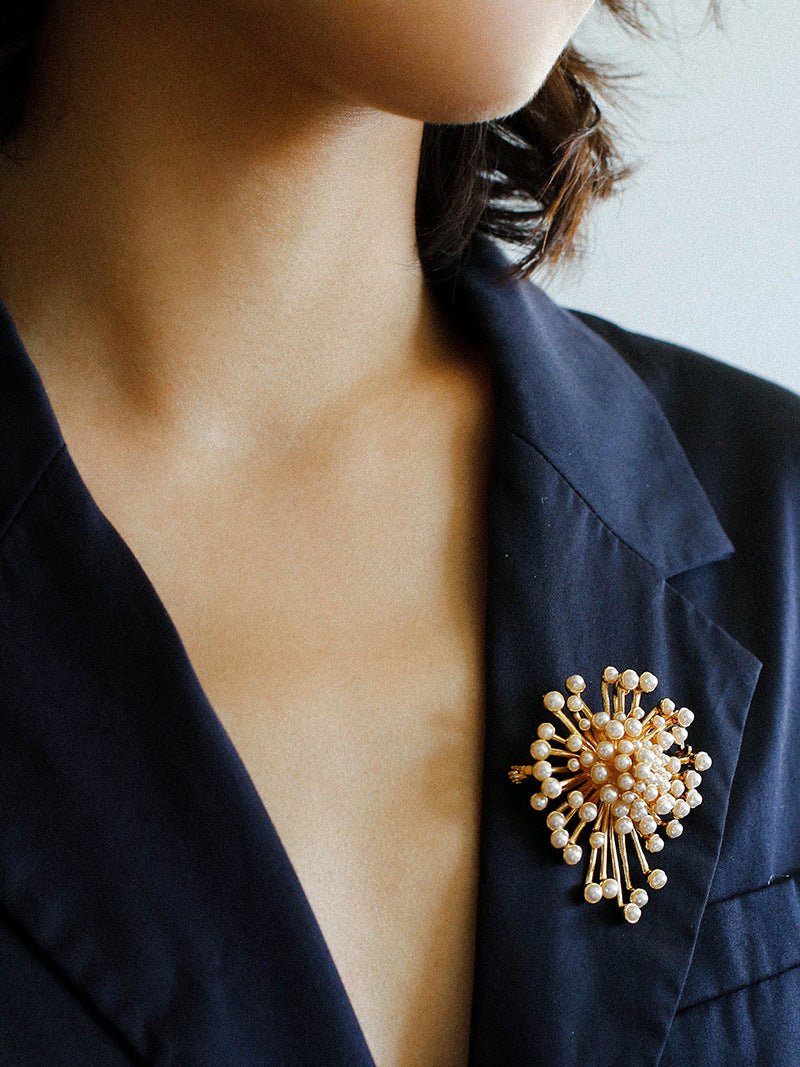Vintage Fashion Pearl Fireworks Brooches gembea jewelry