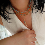 Vintage Floral Blue Turquoise Beaded Choker Necklace gembea jewelry