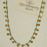Vintage Floral Blue Turquoise Beaded Choker Necklace gembea jewelry