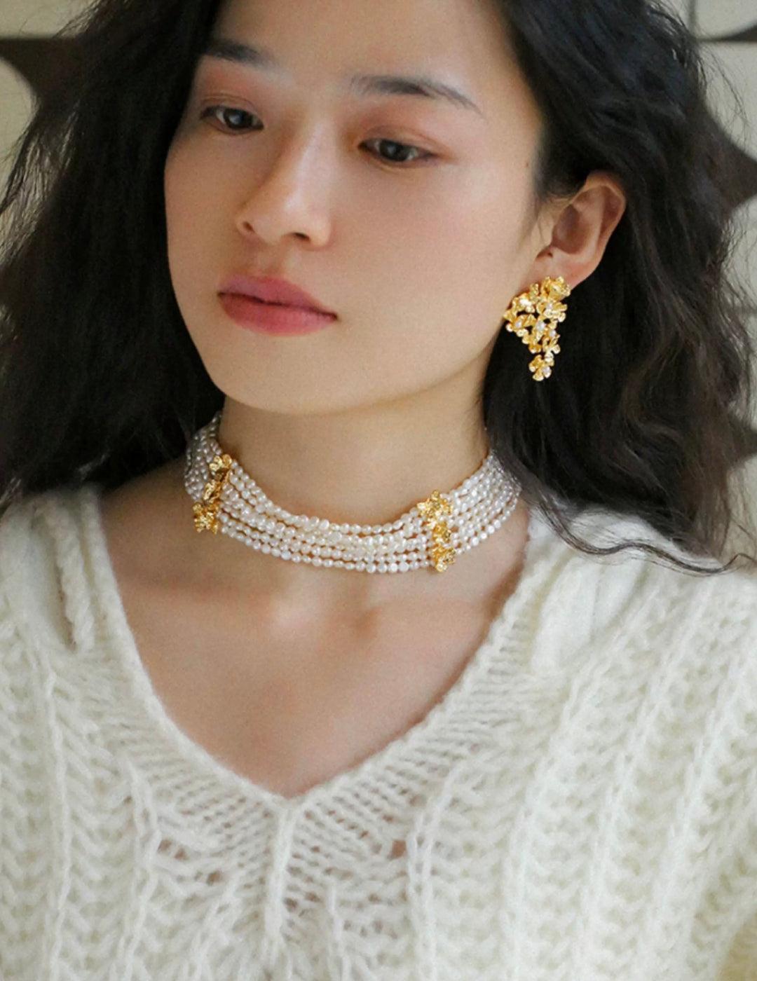 Vintage Freshwater Rice Multilayer Pearl Necklace - Gembea Jewelry