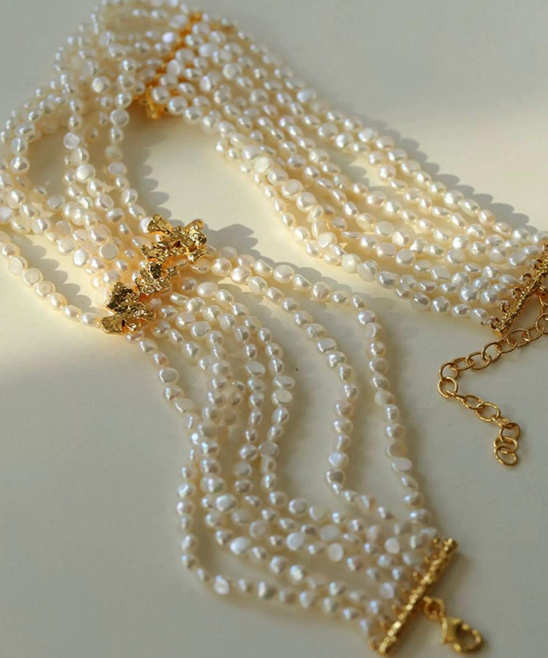 Vintage Freshwater Rice Multilayer Pearl Necklace - Gembea Jewelry