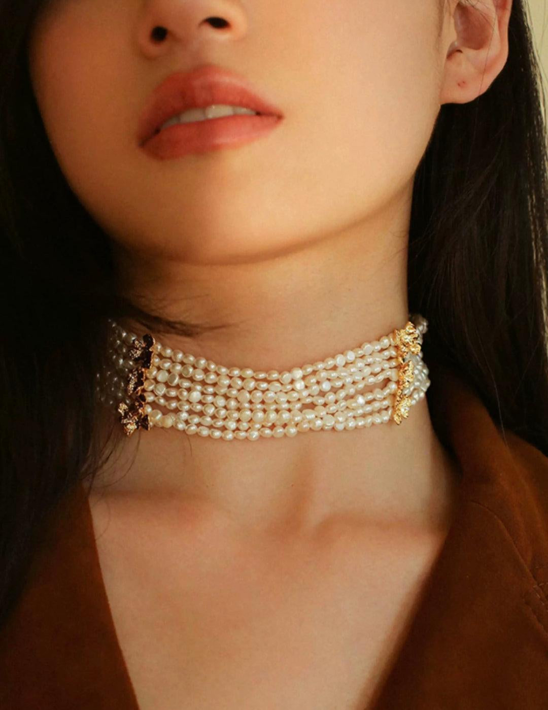 Vintage Freshwater Rice Multilayer Pearl Necklace - Gembea Jewelry