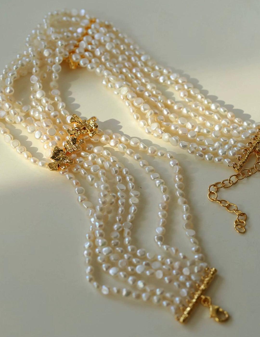 Vintage Freshwater Rice Multilayer Pearl Necklace - Gembea Jewelry
