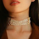Vintage Freshwater Rice Multilayer Pearl Necklace - Gembea Jewelry