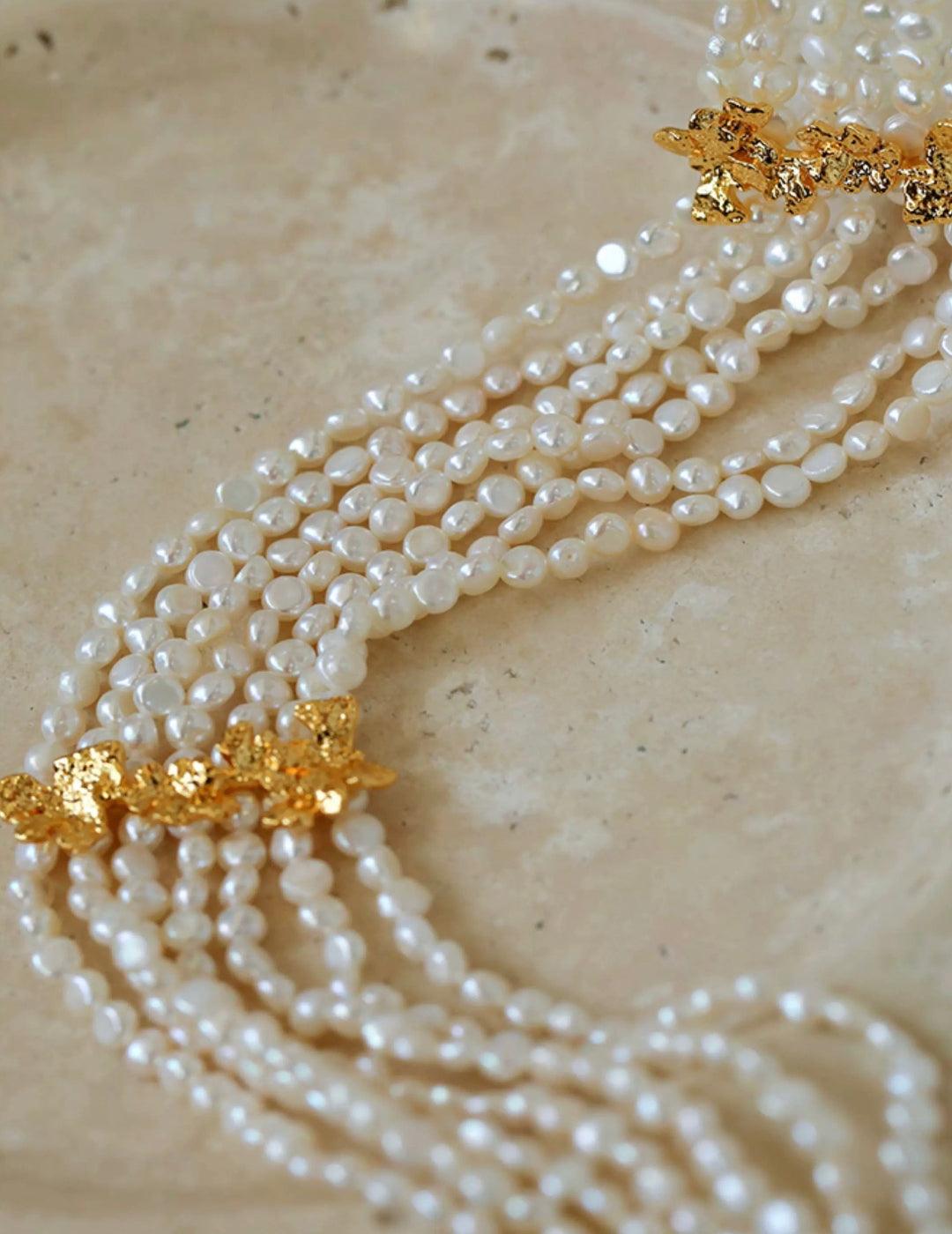Vintage Freshwater Rice Multilayer Pearl Necklace - Gembea Jewelry