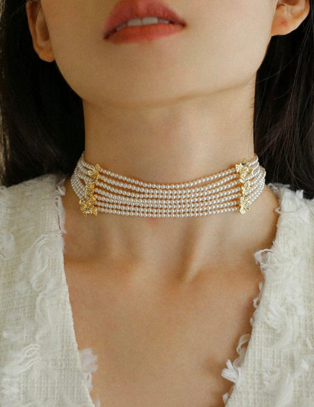 Vintage Freshwater Rice Multilayer Pearl Necklace - Gembea Jewelry