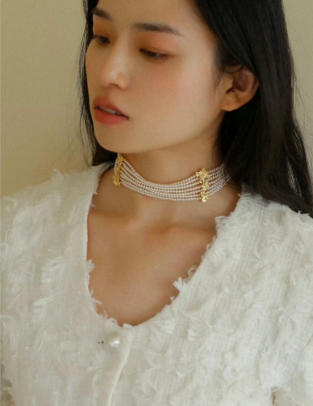 Vintage Freshwater Rice Multilayer Pearl Necklace - Gembea Jewelry