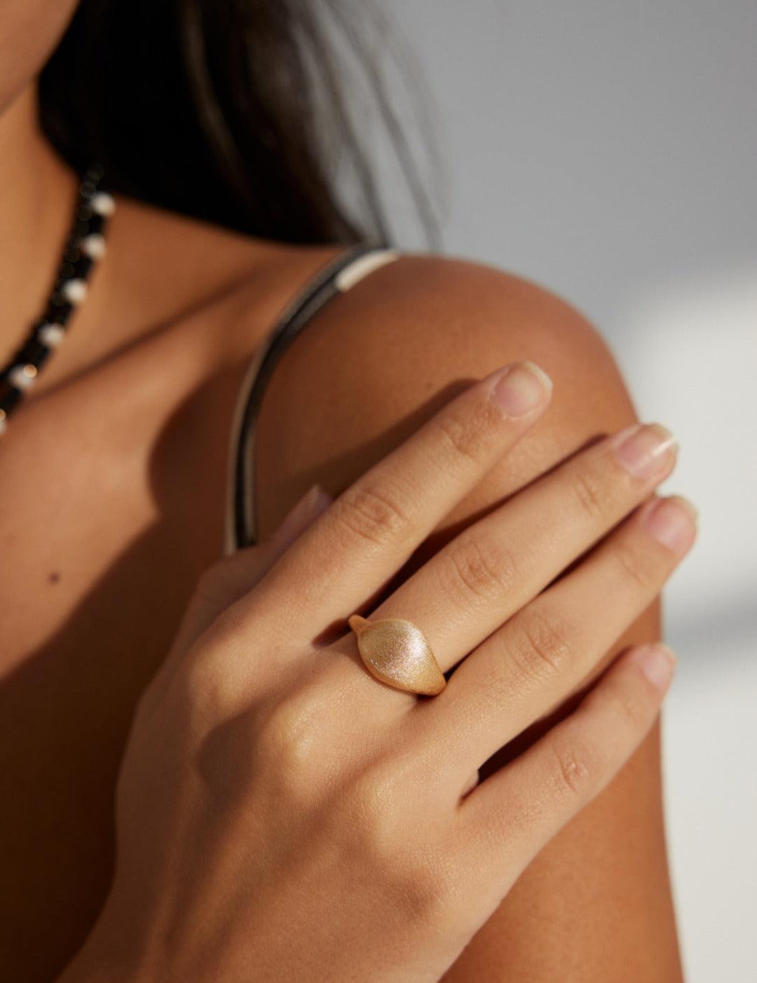 Frosted and Smooth Sterling Silver Ring - Gembea Jewelry