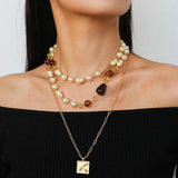 Vintage Gold Embossed Square Necklace - Gembea Jewelry