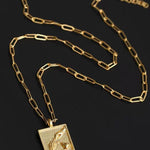 Vintage Gold Embossed Square Necklace - Gembea Jewelry