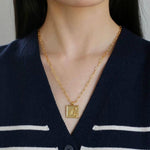 Vintage Gold Embossed Square Necklace - Gembea Jewelry