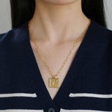 Vintage Gold Embossed Square Necklace - Gembea Jewelry