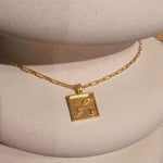 Vintage Gold Embossed Square Necklace - Gembea Jewelry