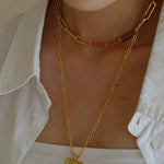 Vintage Gold Embossed Square Necklace - Gembea Jewelry
