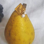 Vintage Gold Embossed Square Pearl Earrings - Gembea Jewelry