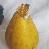 Vintage Gold Embossed Square Pearl Earrings - Gembea Jewelry