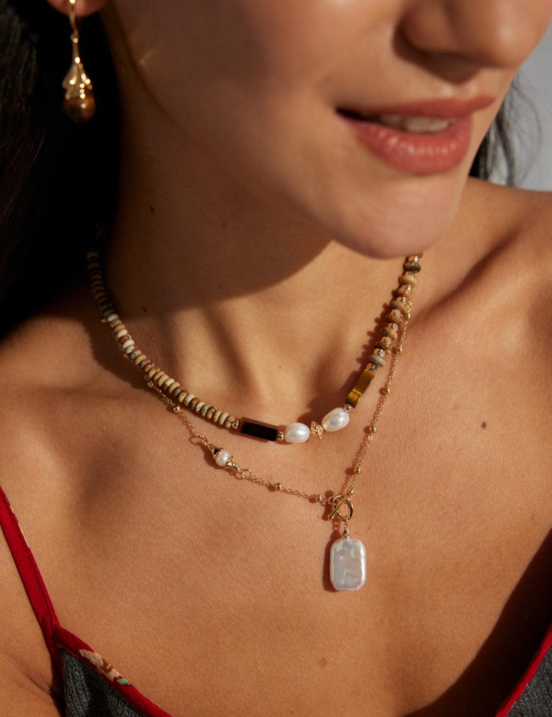 Vintage Gold Pearl Chain Necklaces Gembea - Gembea Jewelry