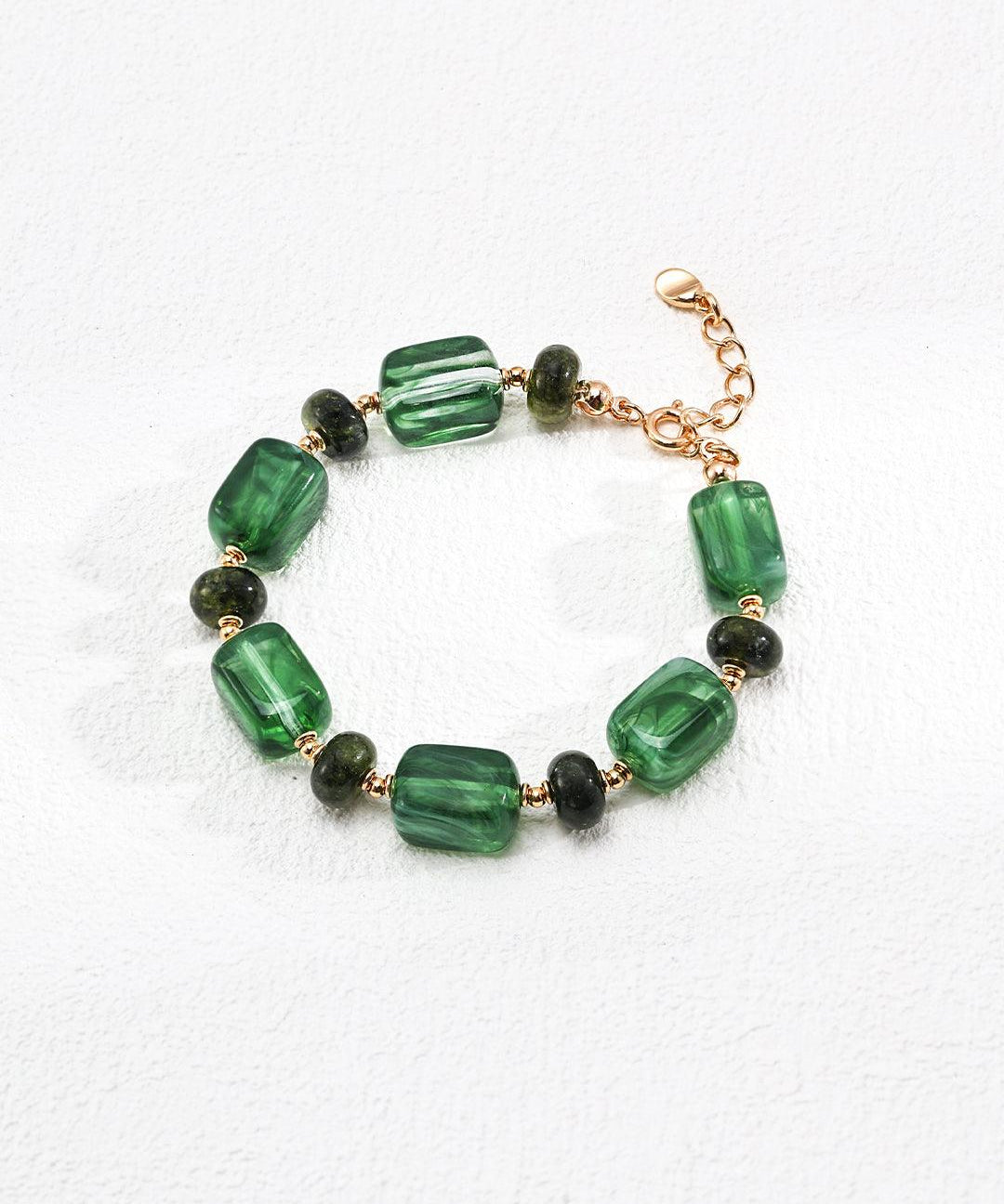 Vintage Green Resin Stone Bracelet - Gembea Jewelry
