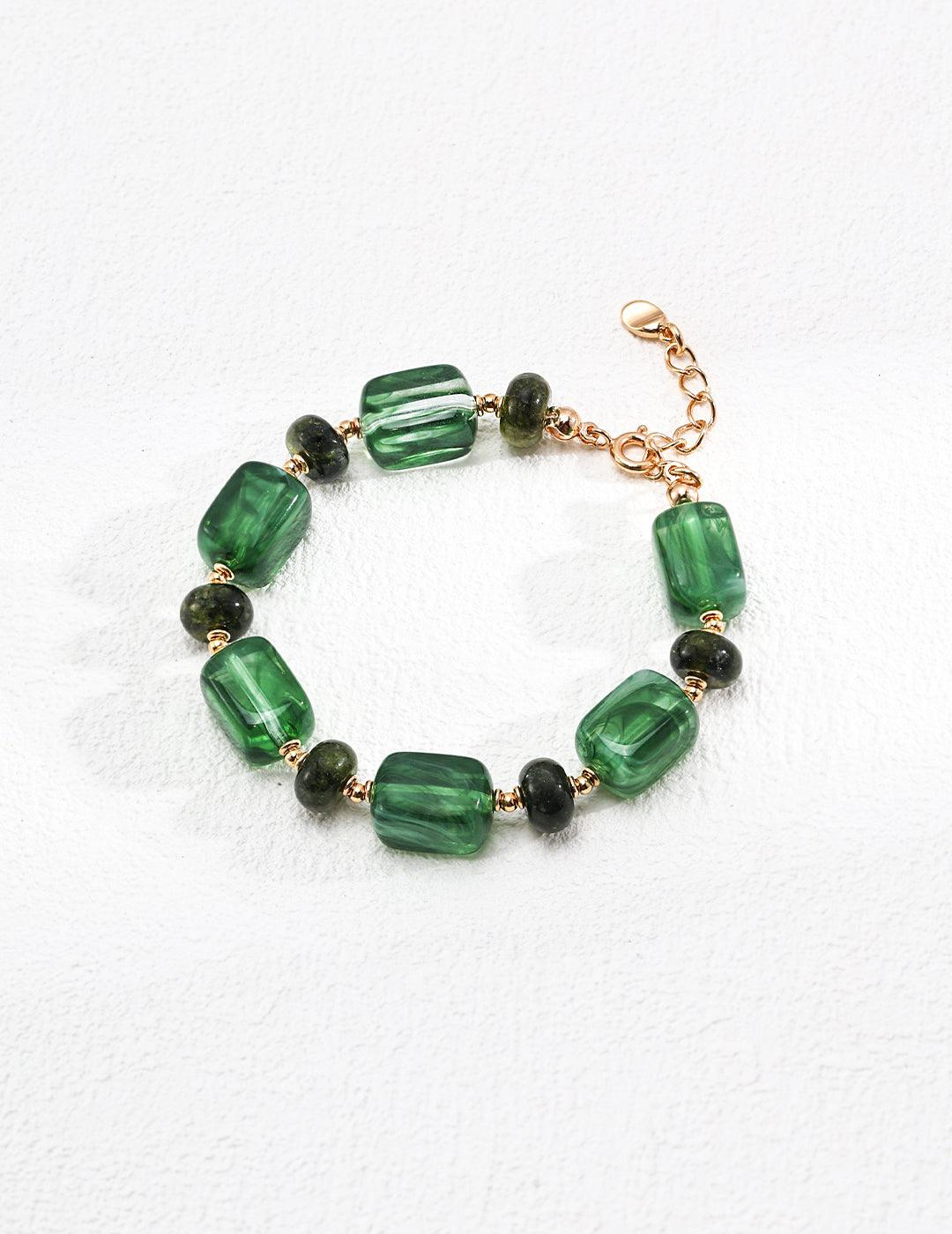 Vintage Green Resin Stone Bracelet - Gembea Jewelry