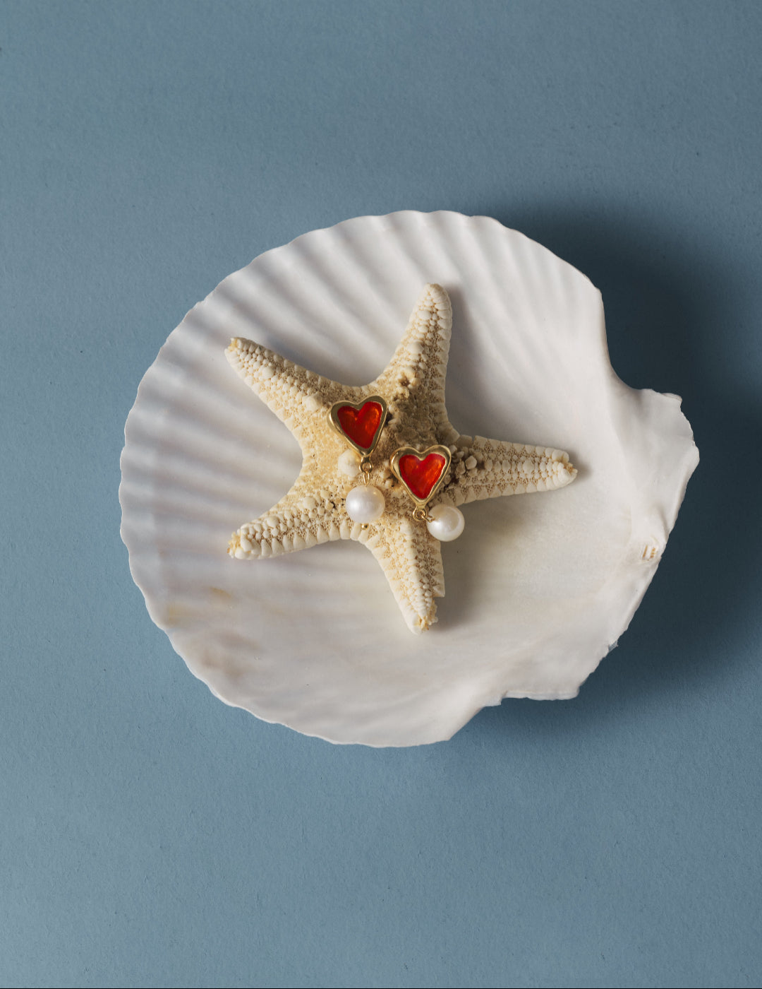 Vintage Heart-shaped Enamel Pearl Earrings gembea jewelry