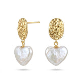 Vintage Heart Baroque Pearl Drop Earrings