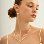 Vintage Heart Baroque Pearl Drop Earrings gembea jewelry1